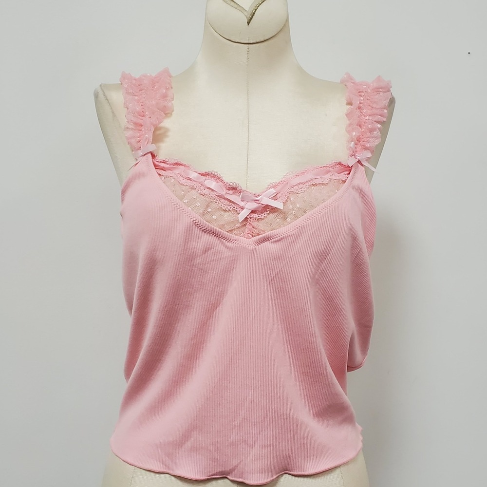 Sugar Thrillz For Dolls Kill Womens Enduring Heart Tank Top Size M Pink Dollcore